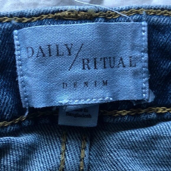 DAILY RITUAL Women Barrel jeans Button Fly wide‎ leg Relaxed Loose Crop - Picture 5 of 8